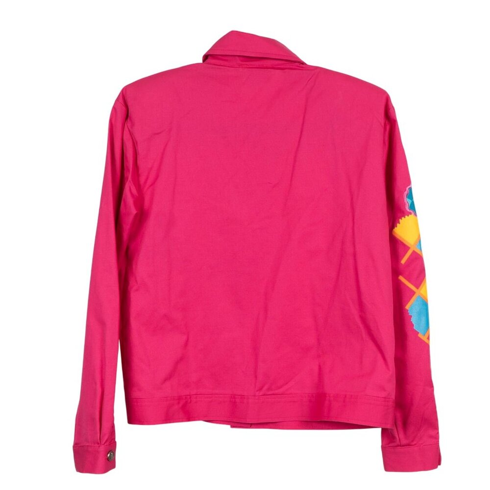 Sunny Sport VTG 80s Jacket 4 Pink Embroidered Collar Sleeves Retro Shoulder Pads - Picture 6 of 6